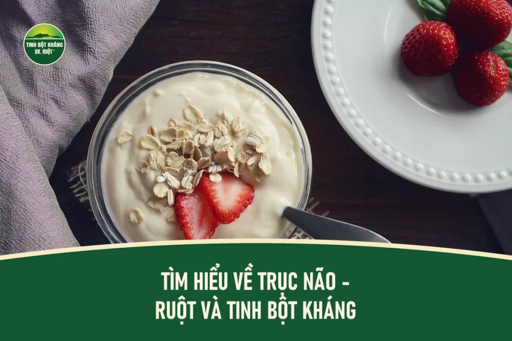 Bát sữa chua với yến mạch và dâu tây tươi, bữa sáng lành mạnh giàu chất xơ và tinh bột kháng, ánh sáng tự nhiên