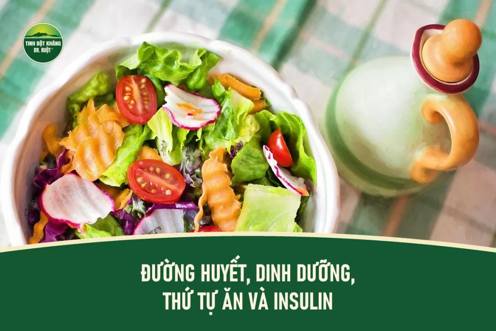 Tô salad rau xanh gồm cà chua, củ cải và cà rốt cạnh bình dầu, minh họa việc ăn rau trước bữa chính